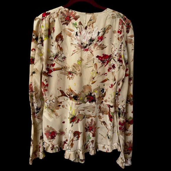 Tomas Maier Pre-Fall 2017 Vogue Collection Floral Silk Blouse Women's 8 Beige Re - Picture 2 of 6